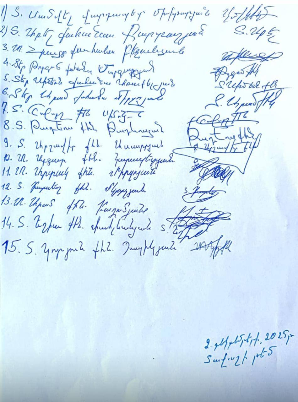 Տավուշի թեմի հոգևորականաց դասի հայտարարություն